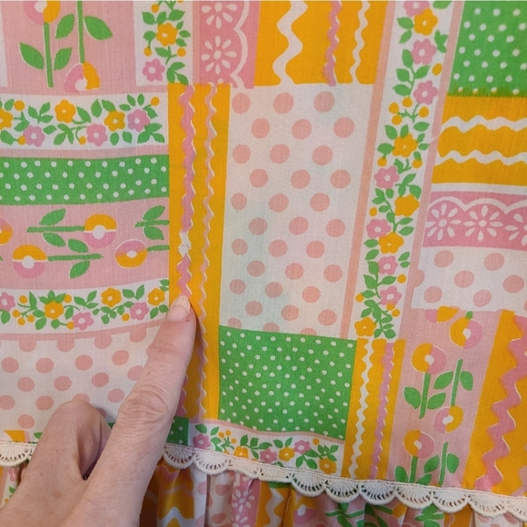 Vintage 60s Patchwork Pinafore & Dress Girls 12 - Picture 16 of 16